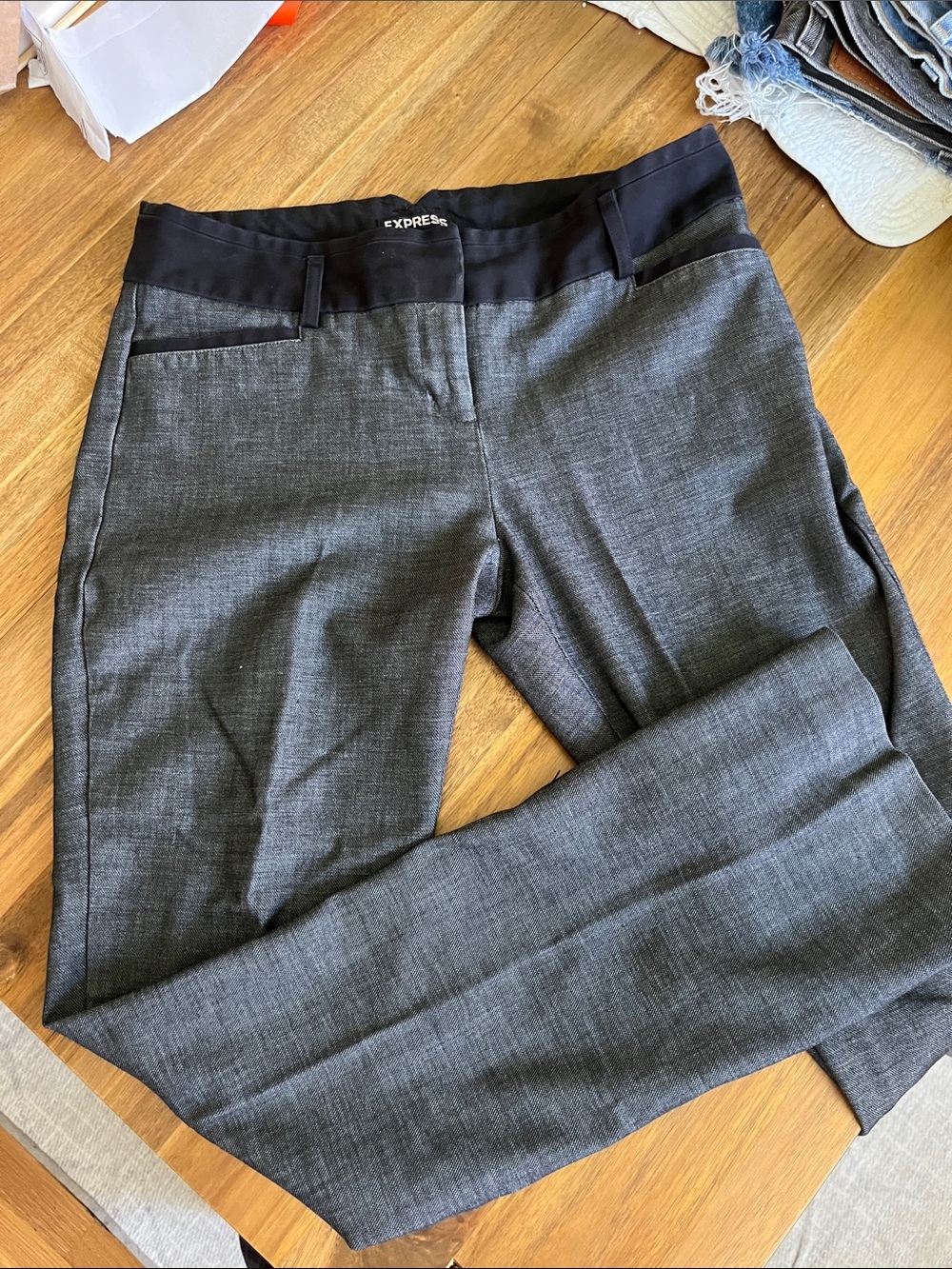 Express Gray Dress Pants with Black Waistband